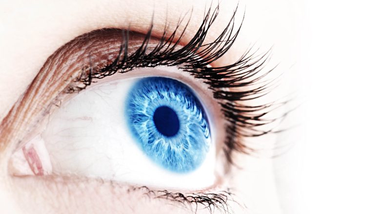 Beautiful abstract blue eye, extreme closeup